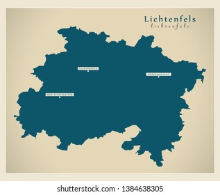 Modern Map - Lichtenfels county of Bavaria DE