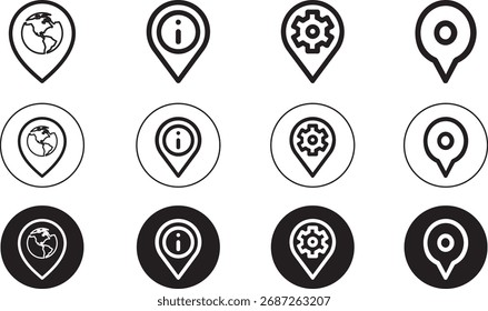 Modern Map Location Pin Icons - Minimales GPS und Navigation Vector Set