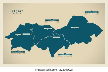Modern Map - Lothian UK