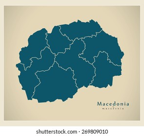 Modern Map - Macedonia with regions MK