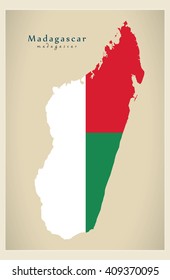 Modern Map - Madagascar flag colored