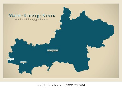 Modern Map - Main-Kinzig-Kreis county of Hessen DE