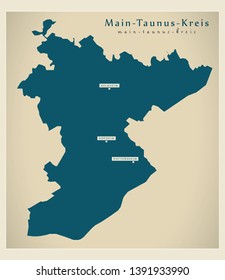 Modern Map - Main-Taunus-Kreis county of Hessen DE