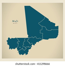Modern Map - Mali with regions ML