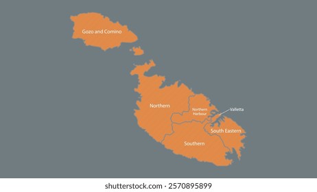 Modern Map of Malta with Interactive Features, Flat design Malta outline map.