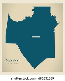 Modern Map - Marshall Alabama county USA illustration