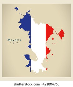 Modern Map - Mayotte flag colored YT