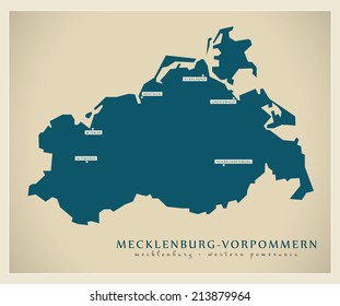 Modern map - Mecklenburg Vorpommern