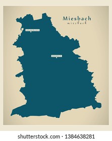 Modern Map - Miesbach county of Bavaria DE