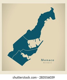 Modern Map - Monaco with districts MC