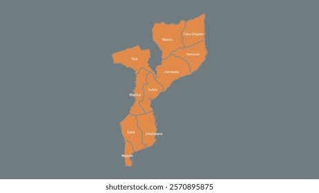 Modern Map of Mozambique with Interactive Features, Flat design Mozambique outline map.