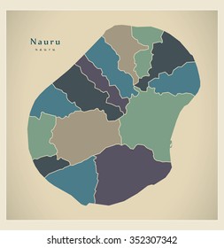 Modern Map - Nauru with districts colored political NR