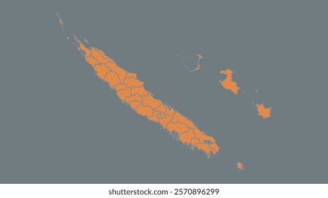 Modern Map of New Caledonia with Interactive Features, Flat design New Caledonia outline map.