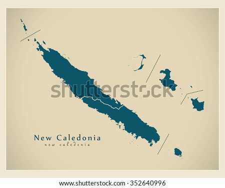 Modern Map - New Caledonia with provinces NC