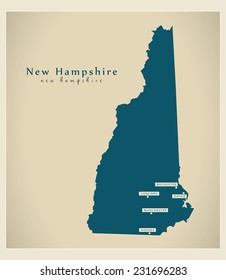 Modern Map - New Hampshire USA