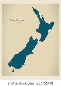 Modern Map - New Zealand NZ