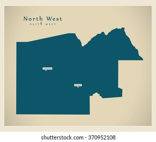Modern Map - North West BW