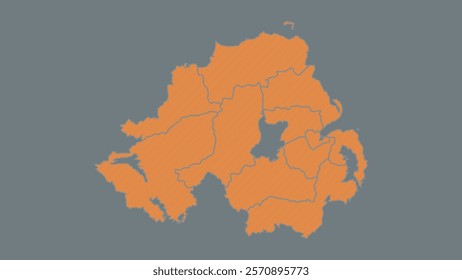 Modern Map of Northern Ireland with Interactive Features, Flat design Northern Ireland outline map.