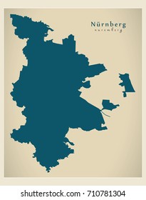 Modern Map - Nuremberg city of Germany DE