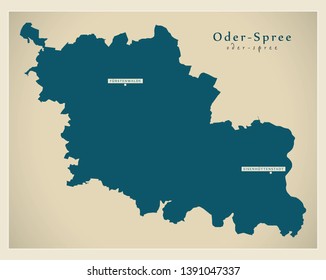 Modern Map - Oder-Spree county of Brandenburg DE