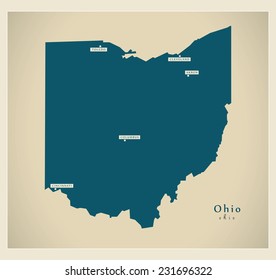 Modern Map - Ohio USA