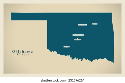 Modern Map - Oklahoma USA