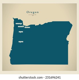 Modern Map - Oregon USA