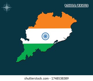 Modern map of ORISSA with india flag, india state map ORISSA, indian state infographics