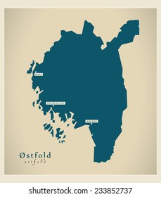 Modern Map - Ostfold NO