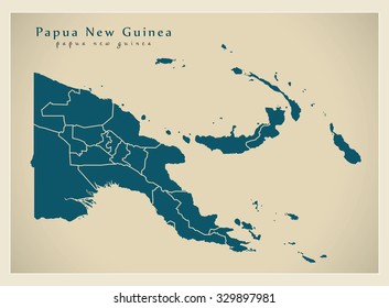 Modern Map - Papua New Guinea with provinces PG