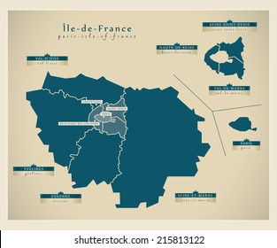 Modern map - Paris-isle-of-france FR