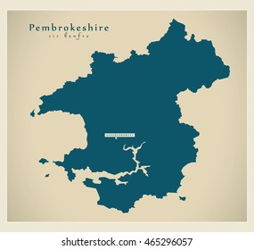 Modern Map - Pembrokeshire Wales UK
