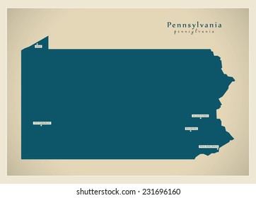 Modern Map - Pennsylvania USA