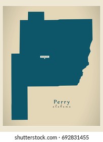 Modern Map - Perry Alabama county USA illustration