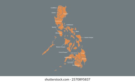 Modern Map of Philippines with Interactive Features, Flat design Philippines outline map.