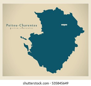 Modern Map - Poitou Charentes FR France