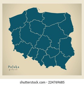 Modern Map - Polska with regions PL