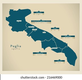 Modern map - Puglia IT