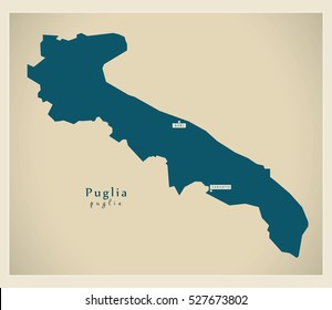 Modern Map - Puglia IT Italy