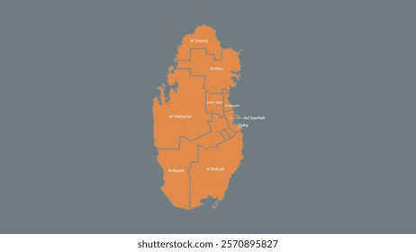 Modern Map of Qatar with Interactive Features, Flat design Qatar outline map.
