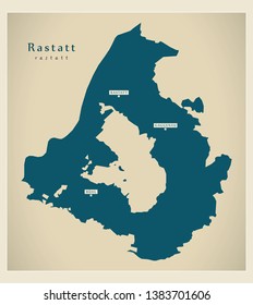 Modern Map - Rastatt county of Baden Wuerttemberg DE