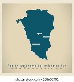 Modern Map - Region Autonoma del Atlantico Sur NI