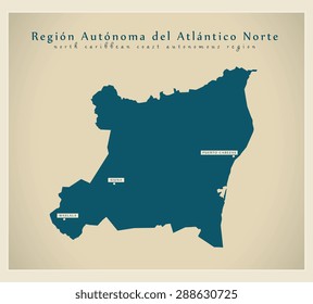 Modern Map - Region Autonoma del Atlantico Norte NI