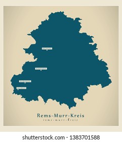 Modern Map - Rems-Murr-Kreis county of Baden Wuerttemberg DE