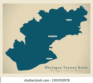 Modern Map - Rheingau-Taunus-Kreis county of Hessen DE