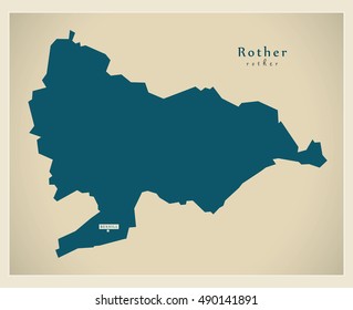 Modern Map - Rother district UK