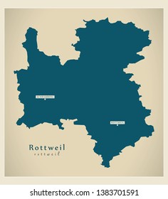 Modern Map - Rottweil county of Baden Wuerttemberg DE