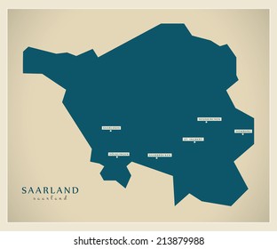 Modern map - Saarland