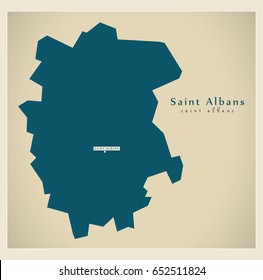 Modern Map - Saint Albans district UK illustration