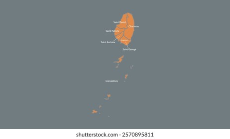 Modern Map of Saint Vincent and the Grenadines with Interactive Features, Flat design Saint Vincent and the Grenadines outline map.